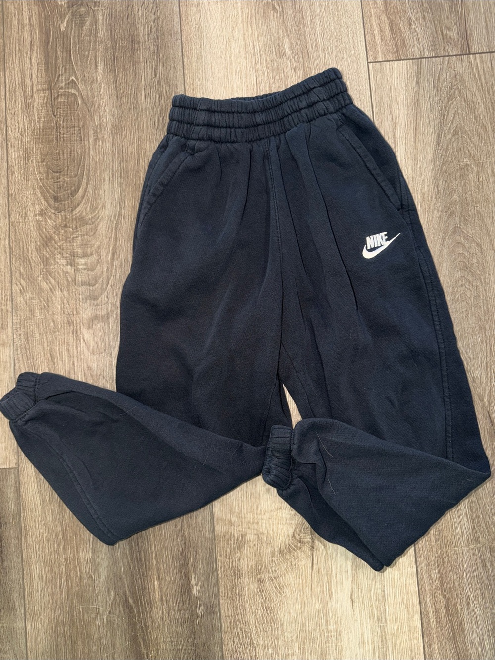 Nike Black Kids Fleece Joggers with White Swoosh